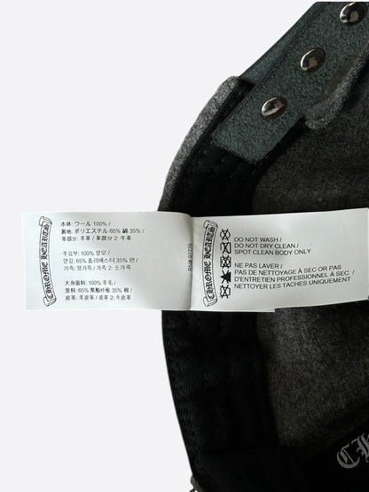 Chrome Hearts Grey & Black Leather CH Logo Wool Hat