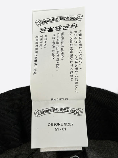 Chrome Hearts Grey & Black Leather CH Logo Wool Hat