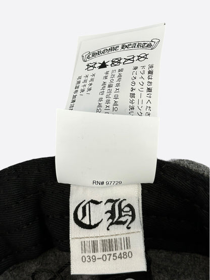Chrome Hearts Grey & Black Leather CH Logo Wool Hat