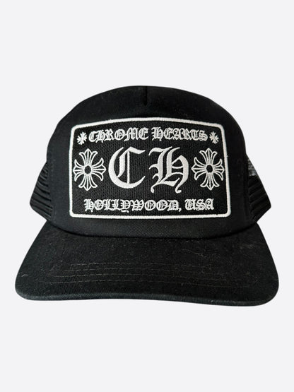 Chrome Hearts Black & White Hollywood Trucker Hat