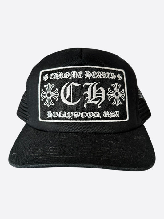 Chrome Hearts Black & White Hollywood Trucker Hat