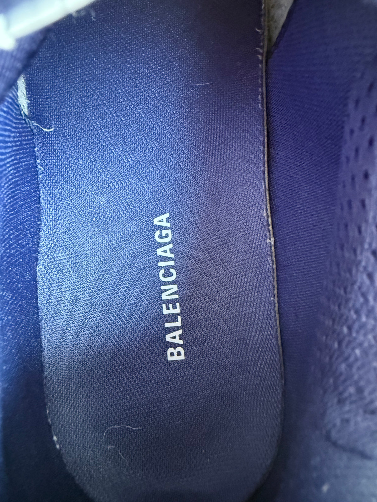 Balenciaga White, Blue & Yellow Mesh Runner Sneakers