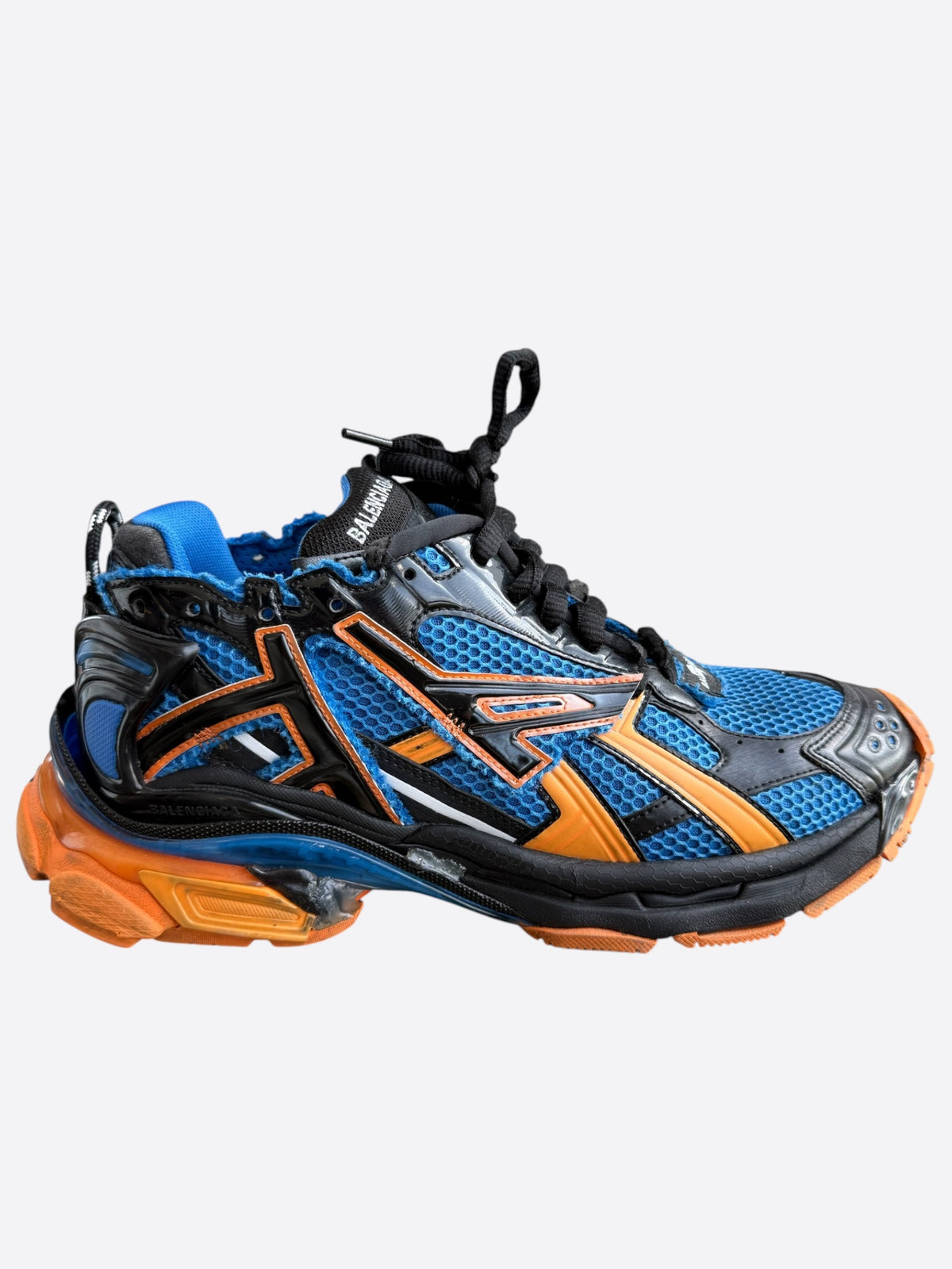 Balenciaga Blue & Orange Mesh Runner Sneakers