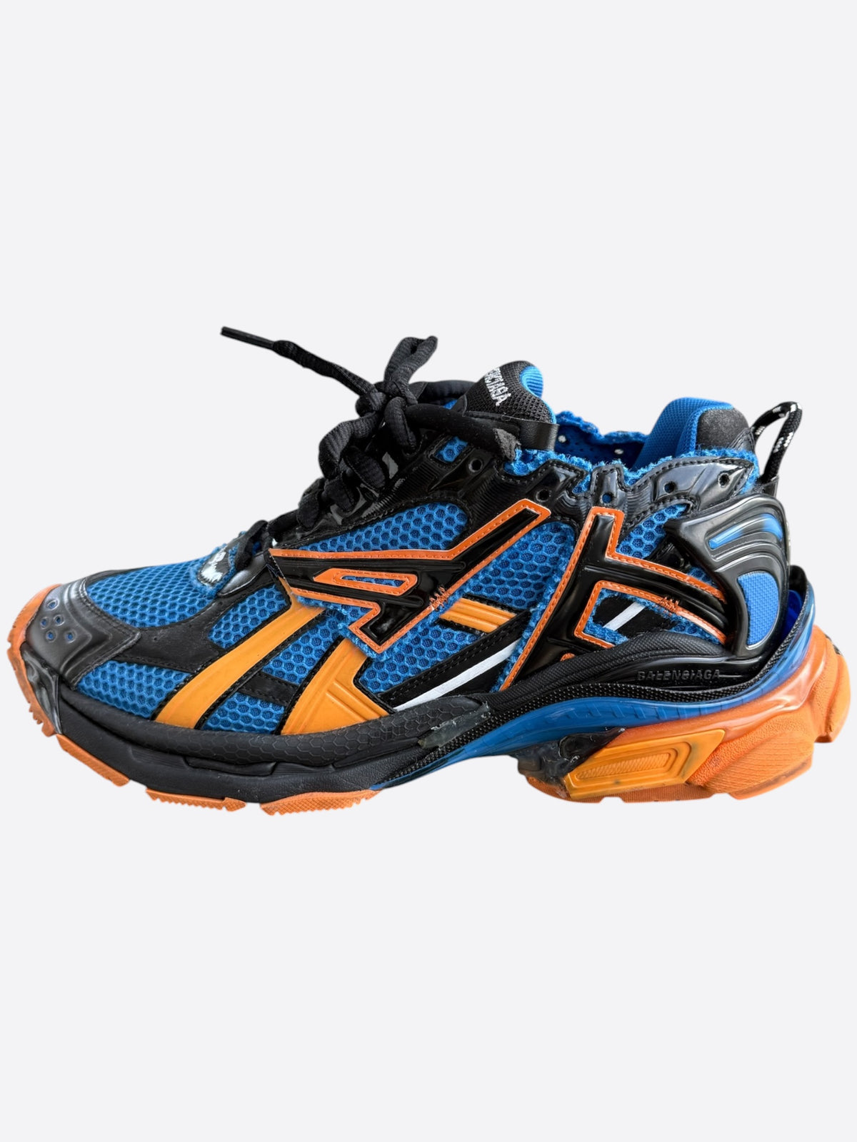 Balenciaga Blue & Orange Mesh Runner Sneakers