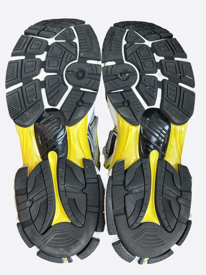 Balenciaga White, Blue & Yellow Mesh Runner Sneakers