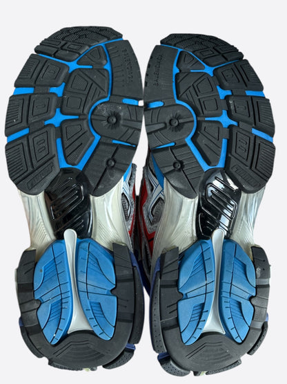 Balenciaga White, Blue & Red Mesh Runner Sneakers