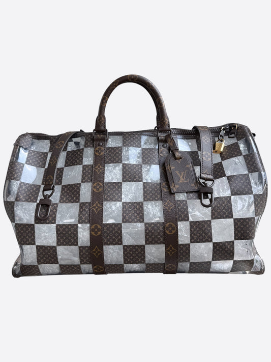 Louis Vuitton Transparent Brown Chess Monogram Keepall 50