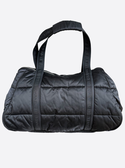 Chanel Black CC Logo Sport Line Nylon Duffel Bag