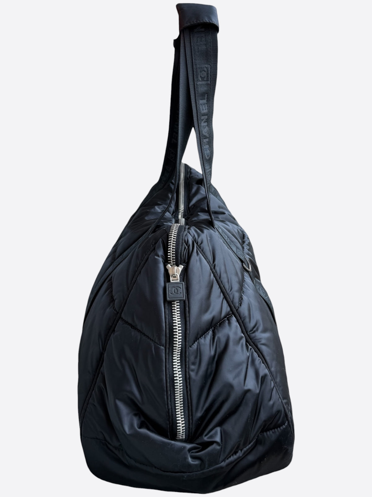 Chanel Black CC Logo Sport Line Nylon Duffel Bag