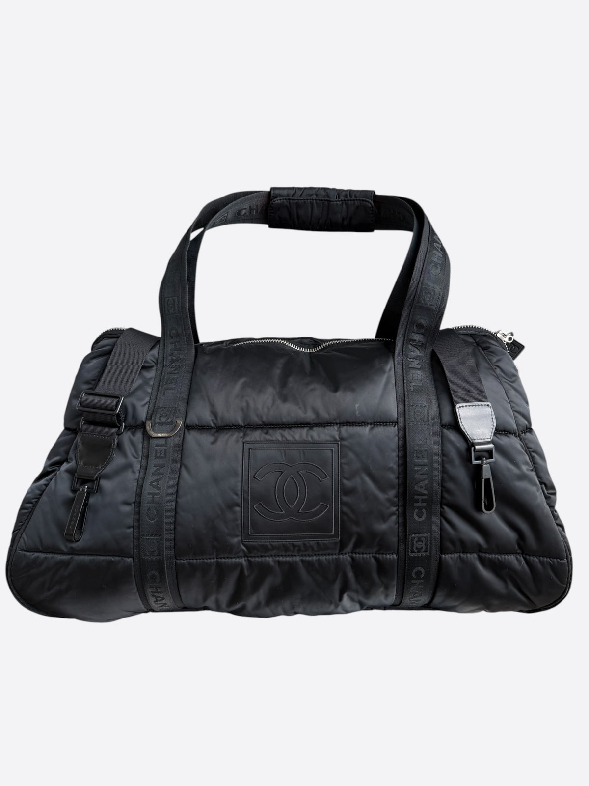Chanel Black CC Logo Sport Line Nylon Duffel Bag