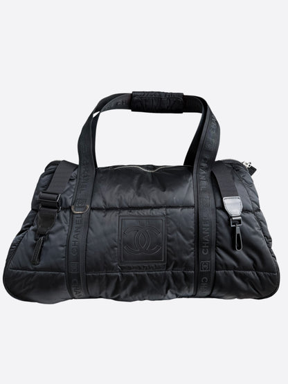 Chanel Black CC Logo Sport Line Nylon Duffel Bag