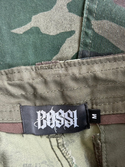 Bossi Green Camouflage Rhinestone Embellished Cargo Shorts