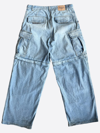 Balenciaga Blue Convertible Denim Cargo Pants