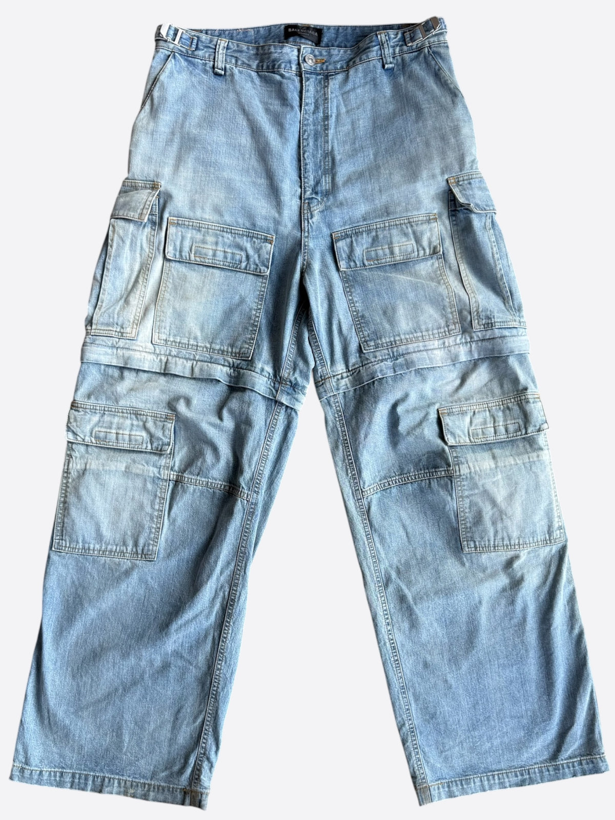 Balenciaga Blue Convertible Denim Cargo Pants