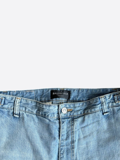 Balenciaga Blue Convertible Denim Cargo Pants