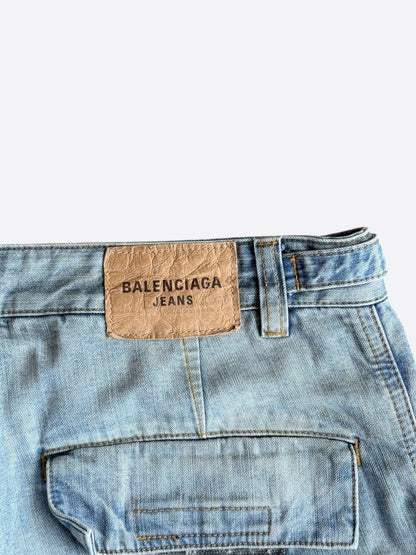 Balenciaga Blue Convertible Denim Cargo Pants