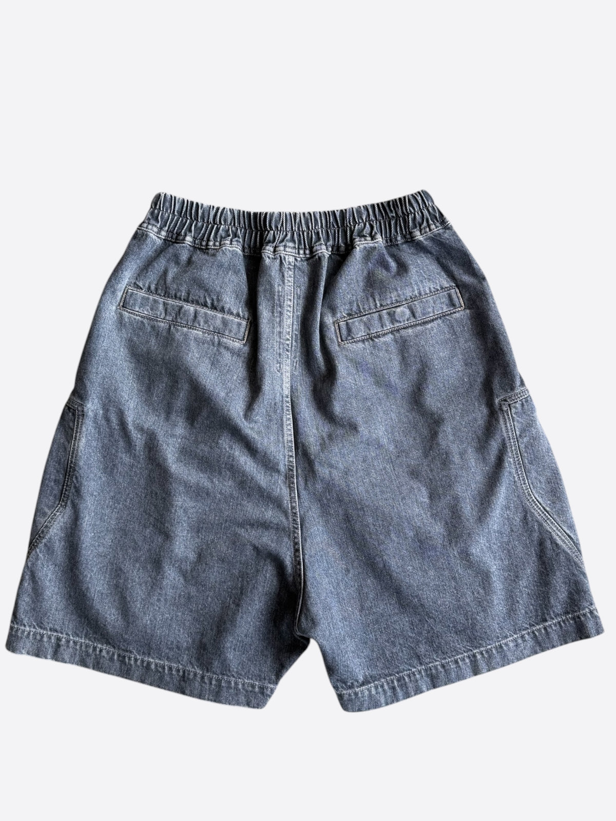 Rick Owens Blue Bauhaus Denim Cargo Shorts