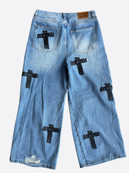 Bottega Desires Blue & Black Holy Grail Distressed Jeans