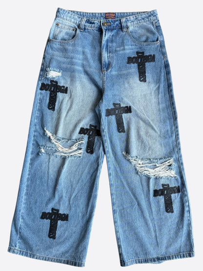 Bottega Desires Blue & Black Holy Grail Distressed Jeans