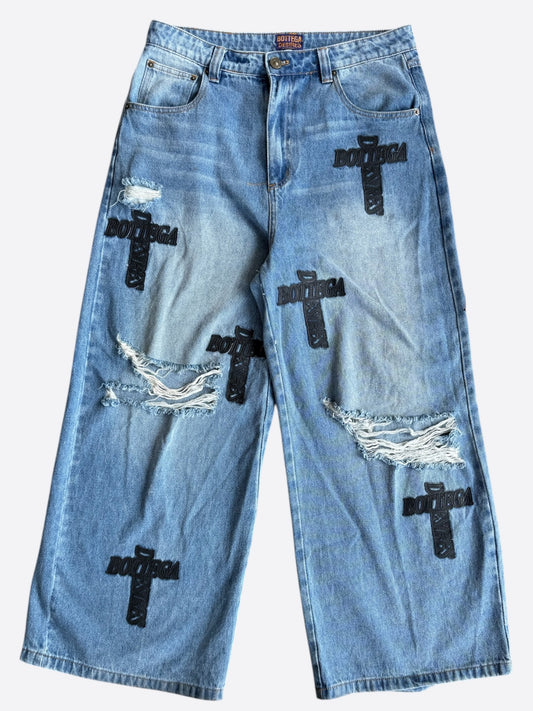 Bottega Desires Blue & Black Holy Grail Distressed Jeans
