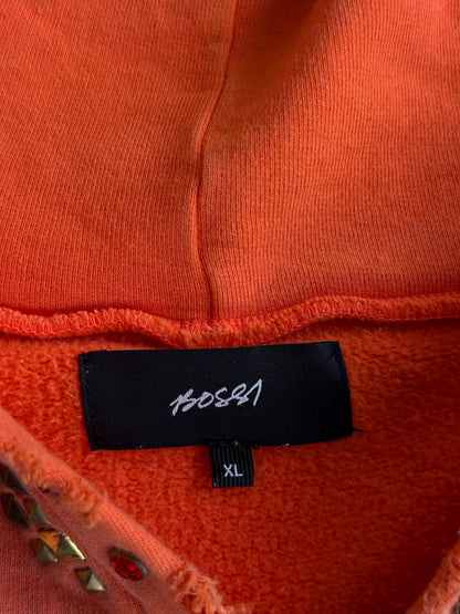 Bossi Orange Rhinestone Miami Heat Graphic Zip Up Hoodie