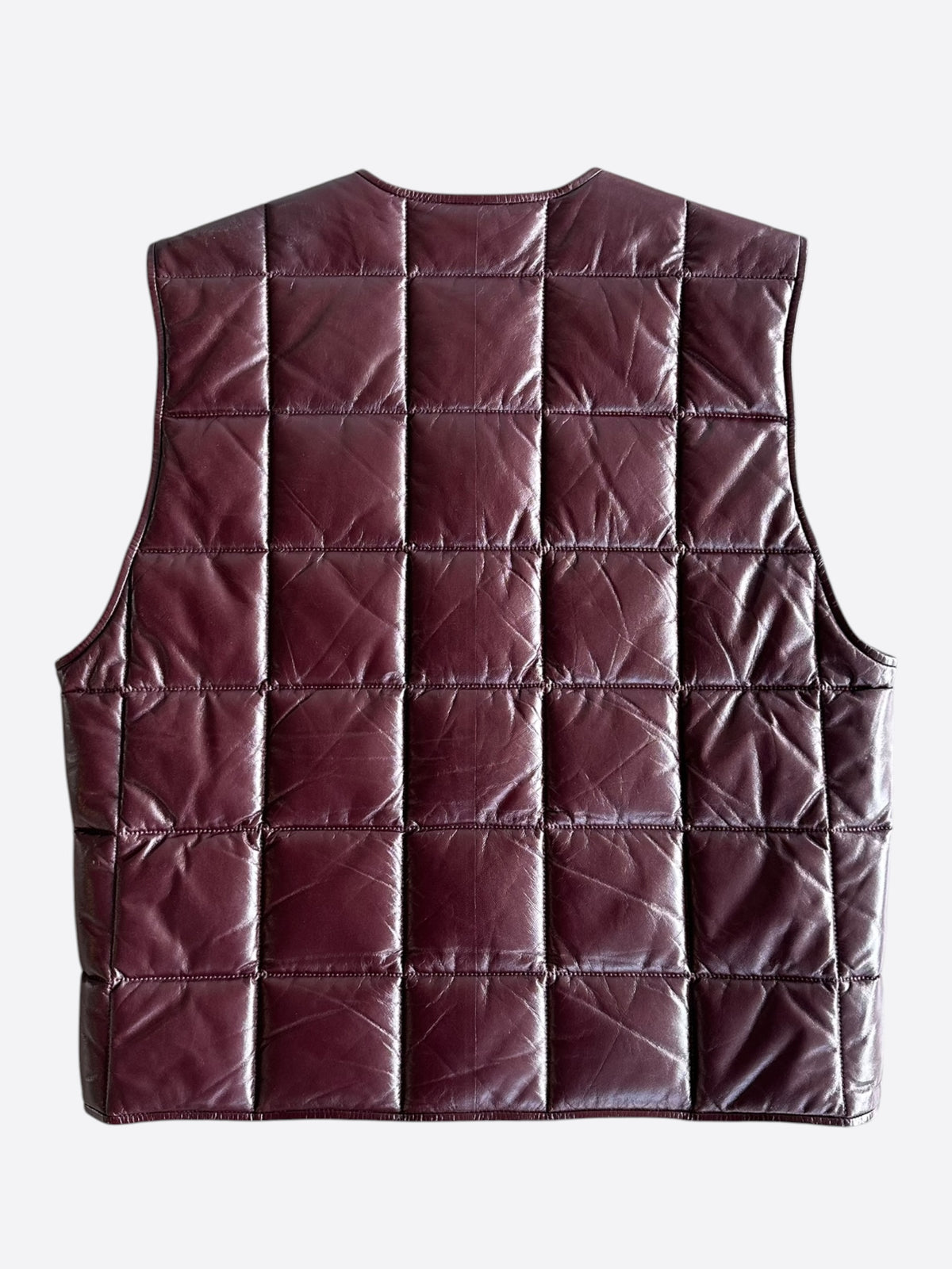 Bottega Veneta Burgundy Lambskin Quilted Vest