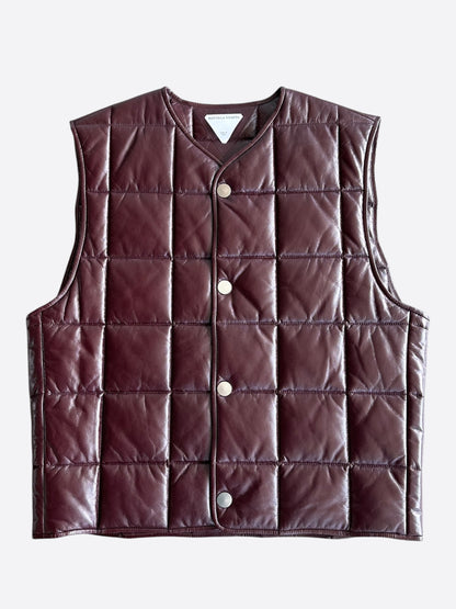 Bottega Veneta Burgundy Lambskin Quilted Vest
