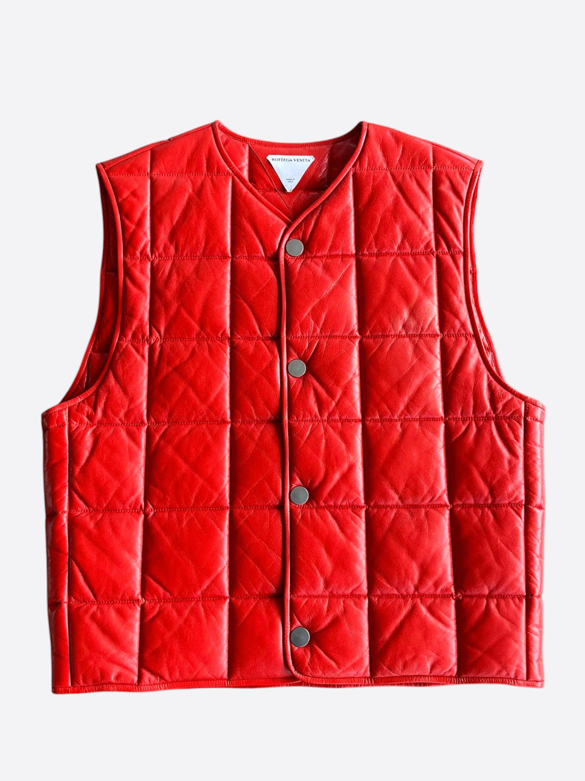 Bottega Veneta Red Lambskin Quilted Vest