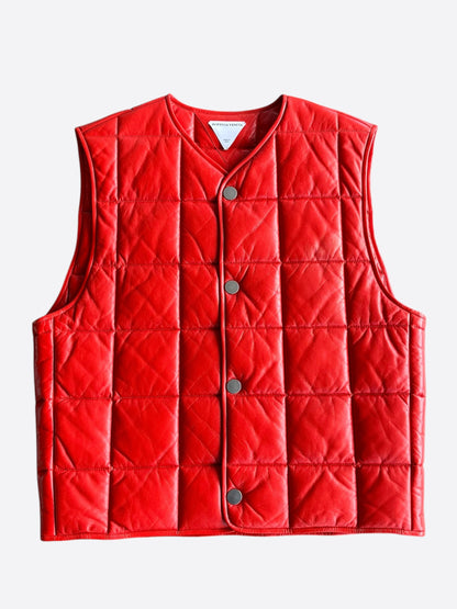 Bottega Veneta Red Lambskin Quilted Vest