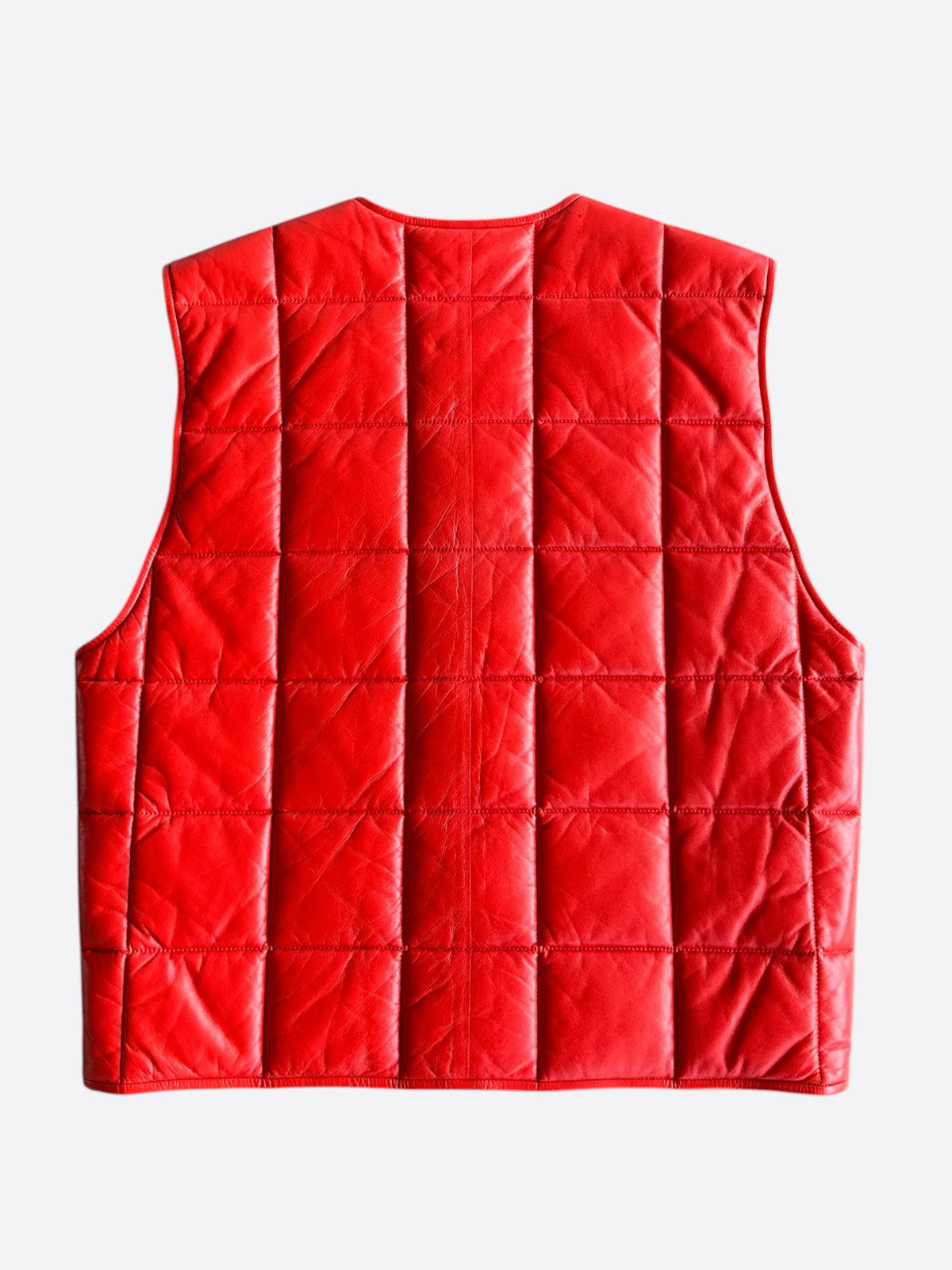 Bottega Veneta Red Lambskin Quilted Vest