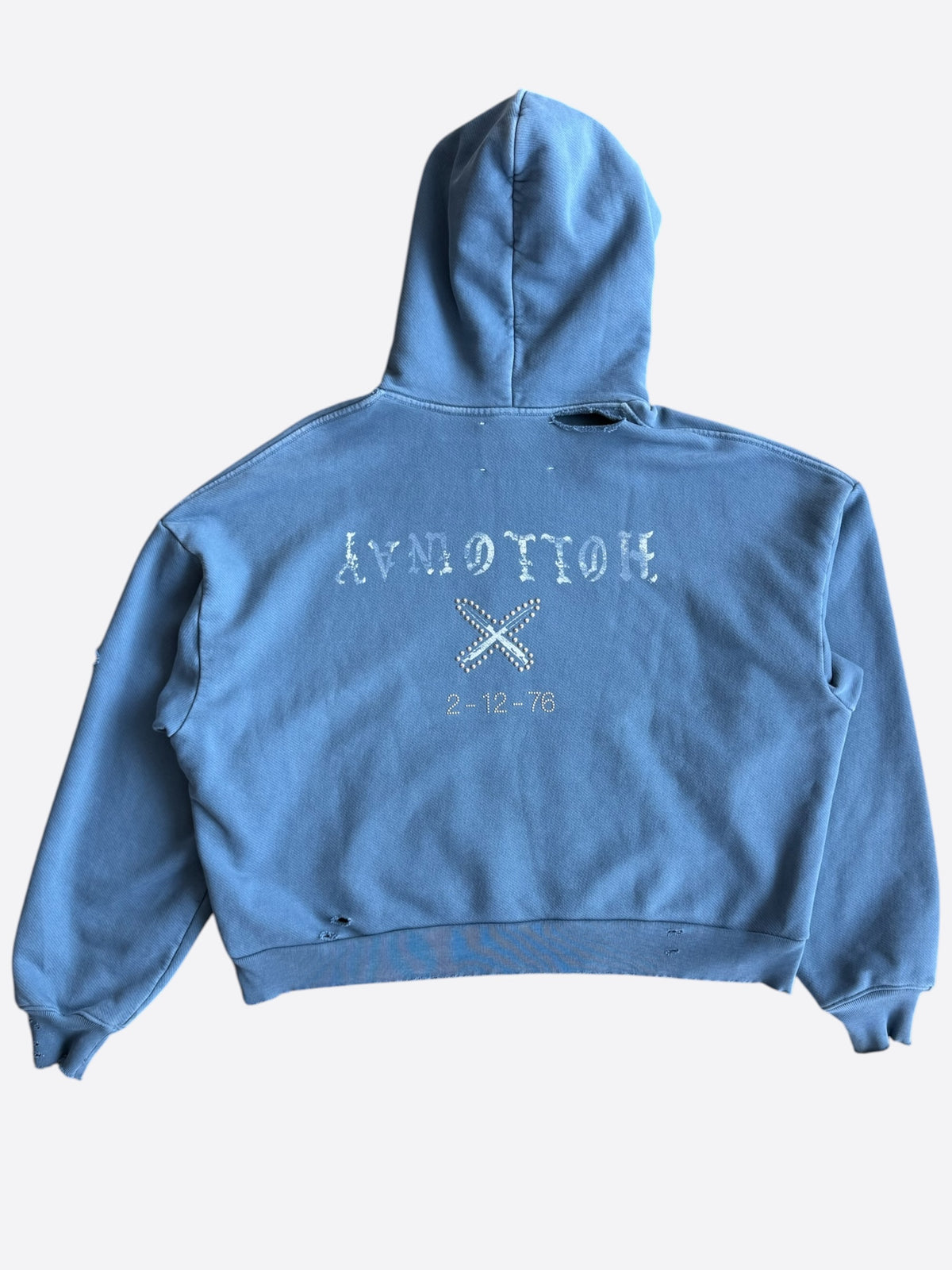Paly Vintage Blue Sunset Sal Graphic Distressed Hoodie