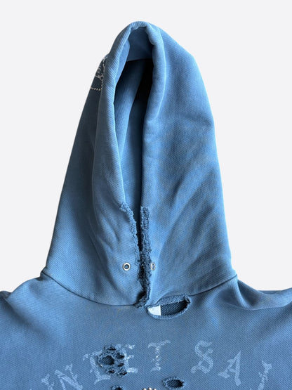 Paly Vintage Blue Sunset Sal Graphic Distressed Hoodie