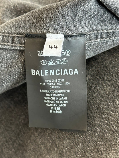 Balenciaga Grey & Red Logo Denim Jacket