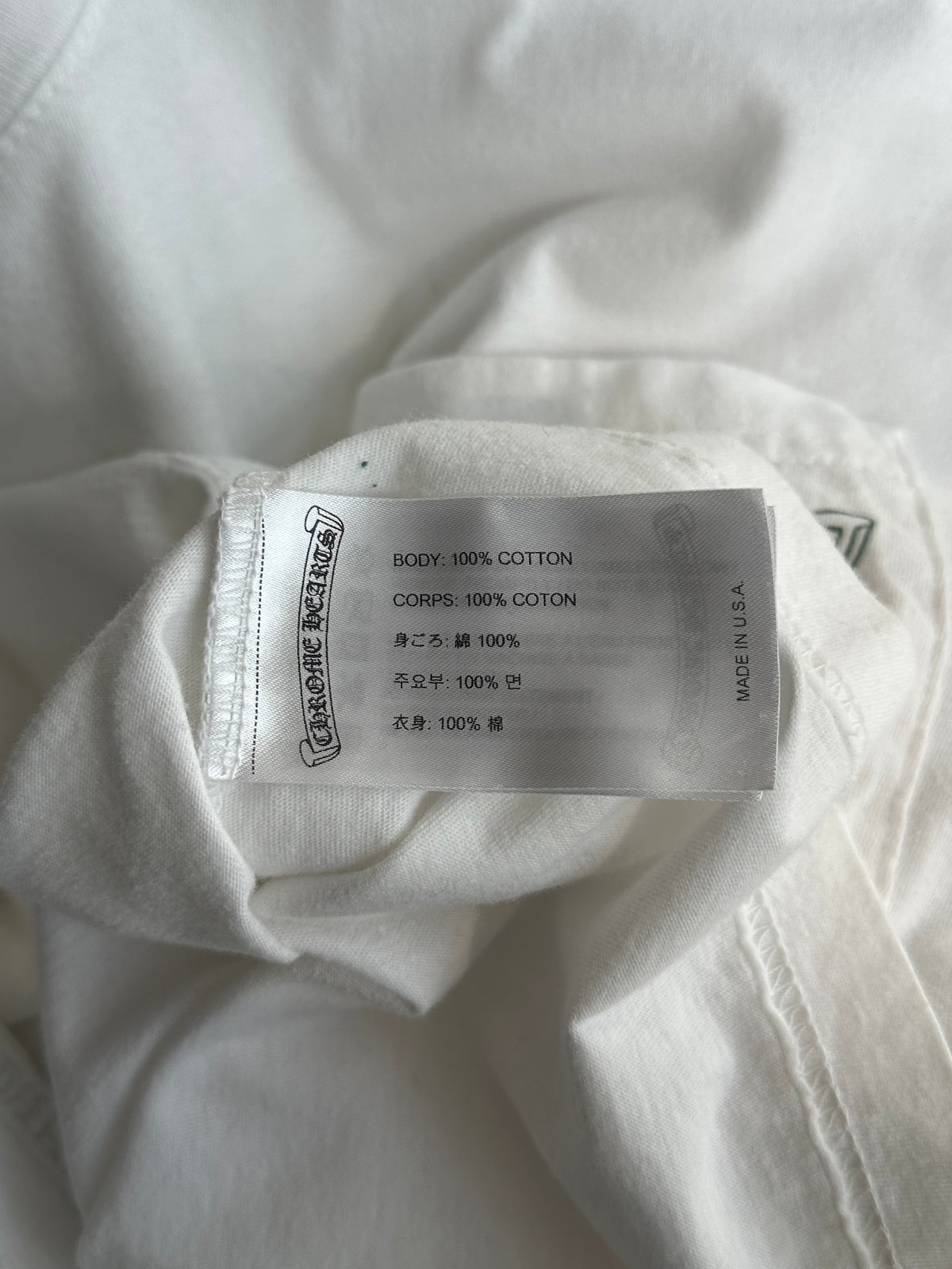 Chrome Hearts White & Green Cemetery Cross Logo T-Shirt