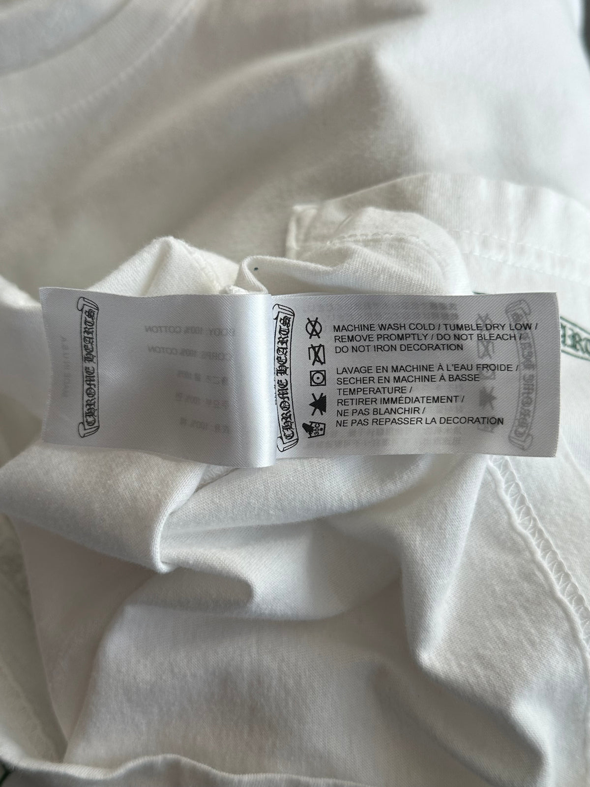 Chrome Hearts White & Green Cemetery Cross Logo T-Shirt