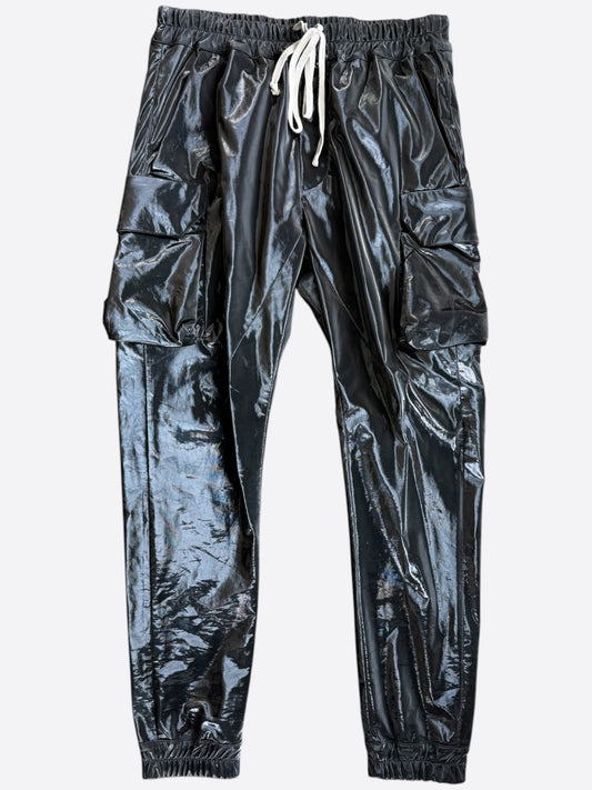 Rick Owens Black Mastodon Coated Cargo Pants