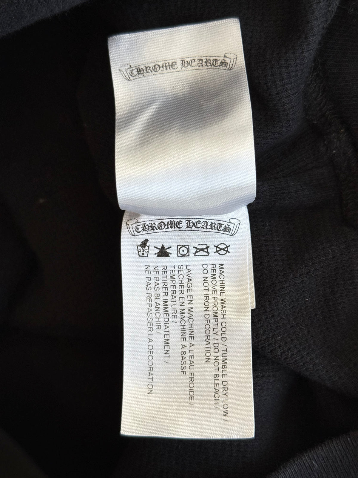 Chrome Hearts Black & White Script Logo Thermal Zip Up Hoodie