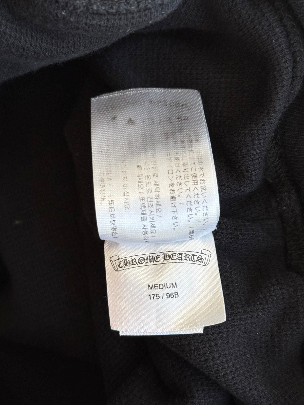 Chrome Hearts Black & White Script Logo Thermal Zip Up Hoodie
