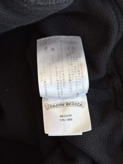 Chrome Hearts Black & White Script Logo Thermal Zip Up Hoodie