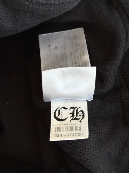 Chrome Hearts Black & White Script Logo Thermal Zip Up Hoodie