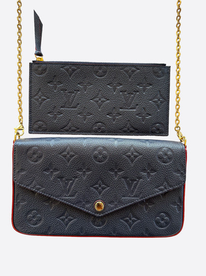 Louis Vuitton Navy & Red Empreinte Leather Monogram Pochette Felicie