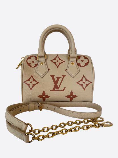 Louis Vuitton Beige & Rose Monogram Empreinte Speedy 20