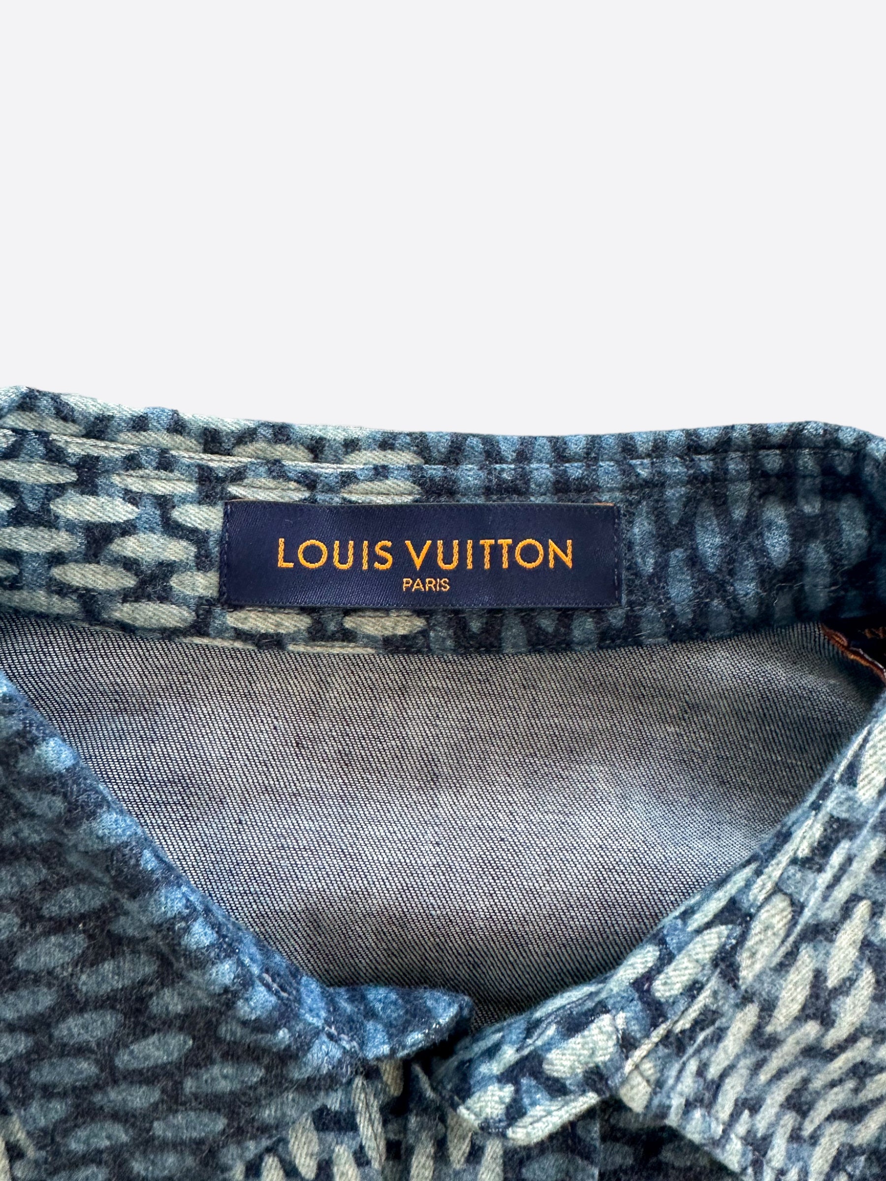 Louis Vuitton Giant Damier Monogram Waves Flannel Shirt VCCM07 Sz - S -  170/84A