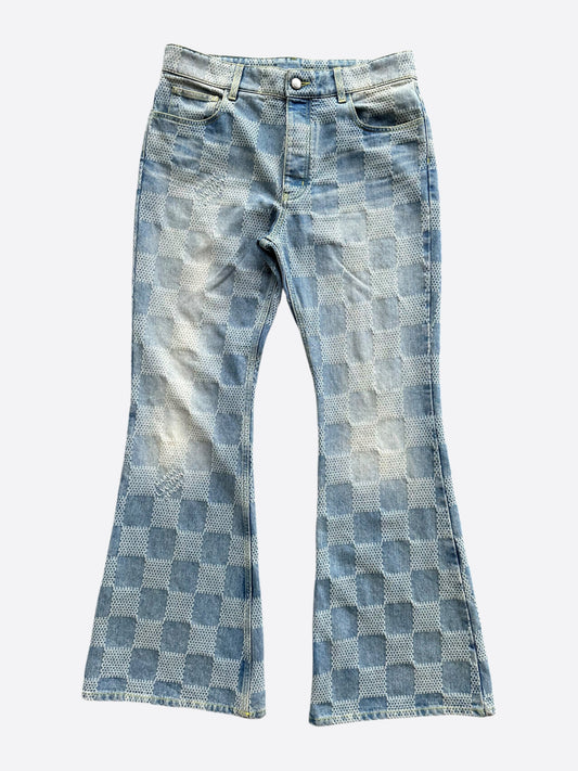 Louis Vuitton Blue Damier Flared Denim Jeans