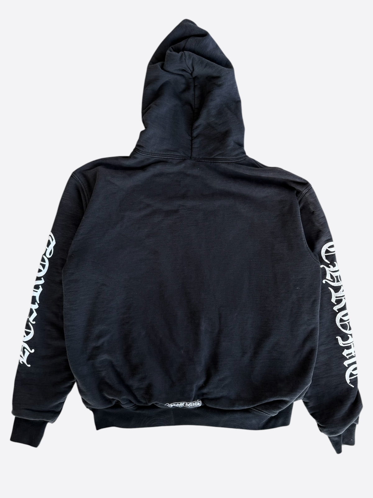 Chrome Hearts Black & White Script Logo Thermal Zip Up Hoodie