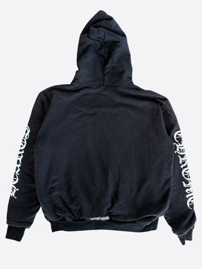 Chrome Hearts Black & White Script Logo Thermal Zip Up Hoodie