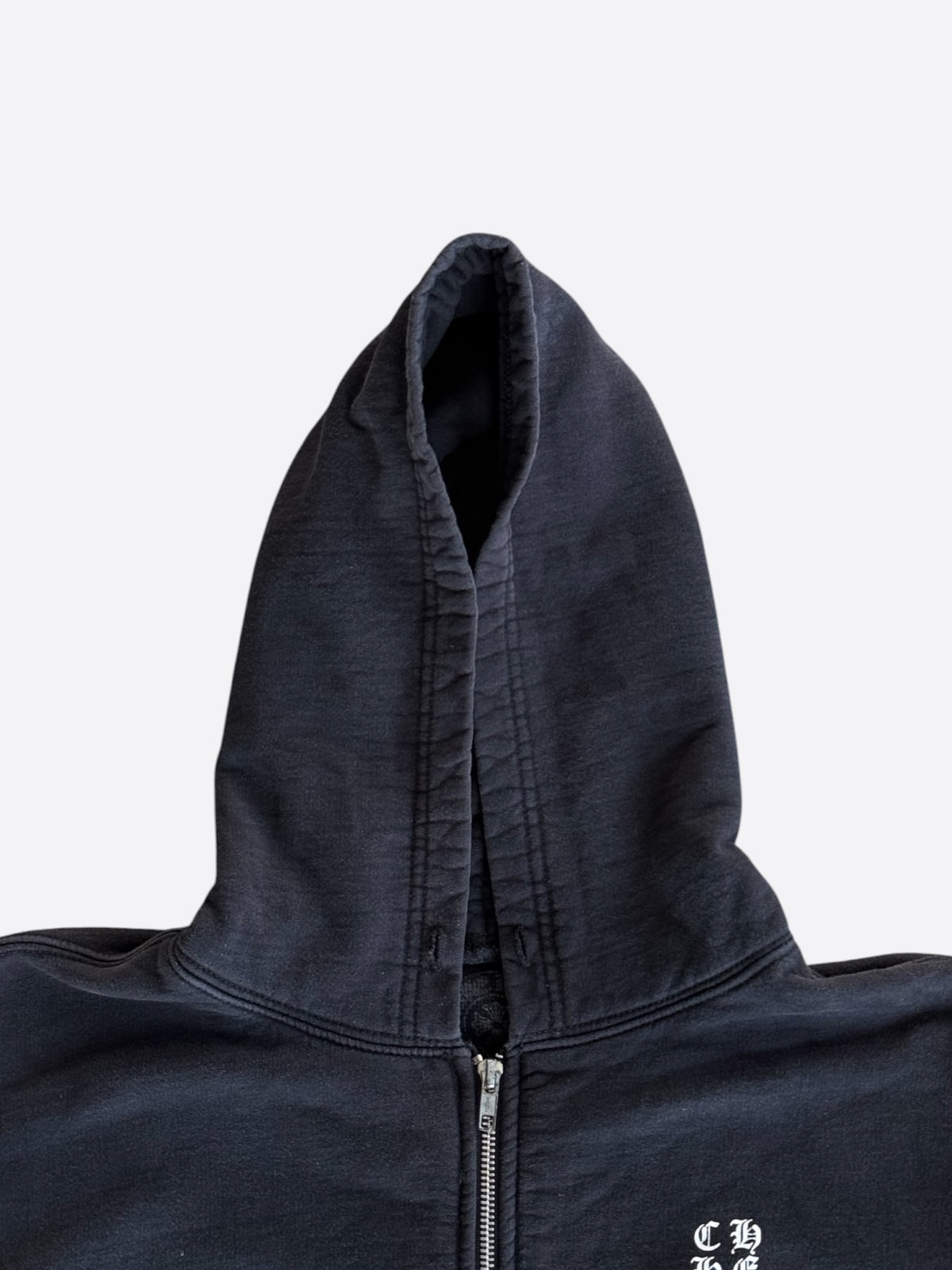 Chrome Hearts Black & White Script Logo Thermal Zip Up Hoodie
