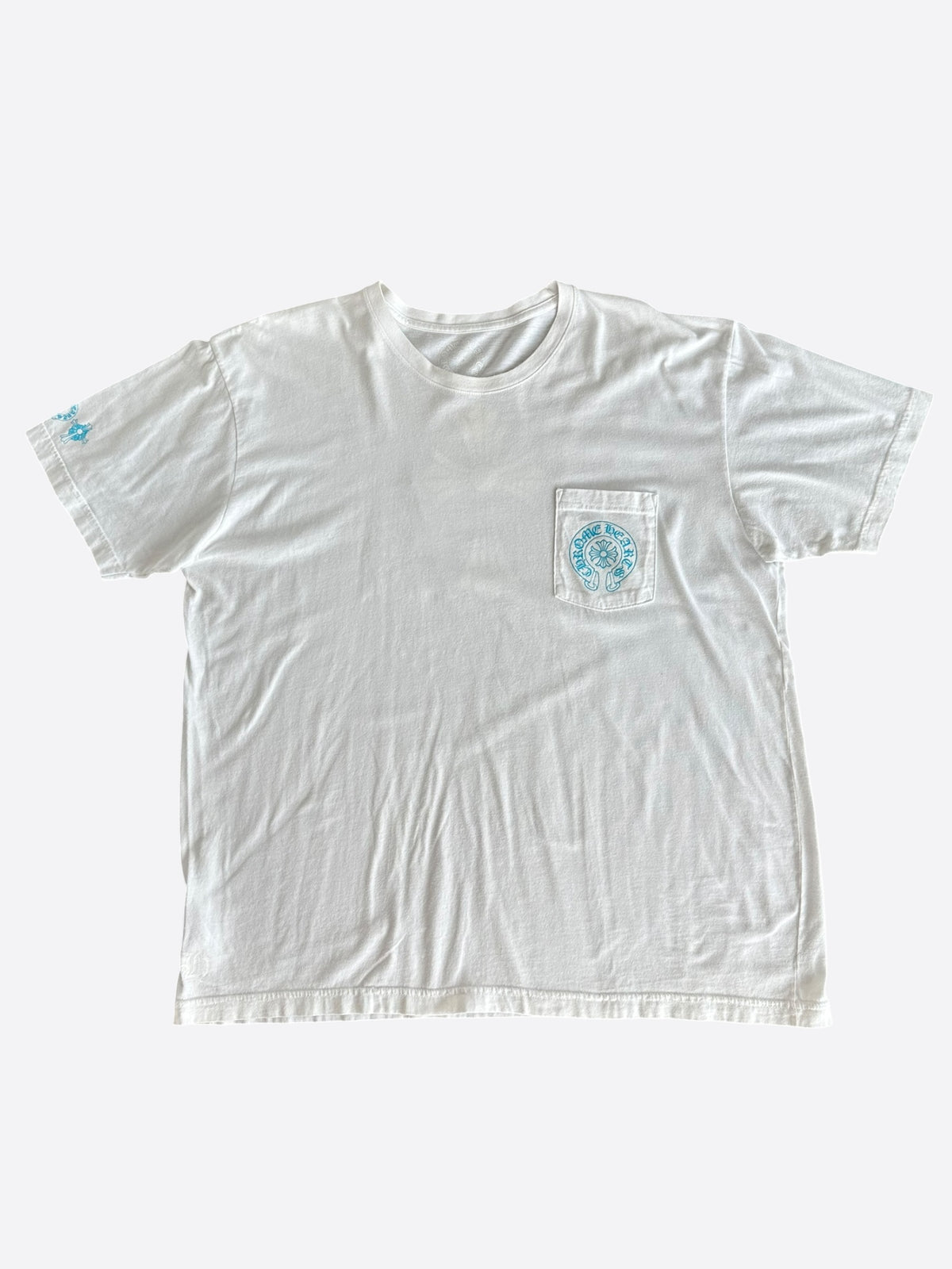 Chrome Hearts White & Blue Triple Cross Logo T-Shirt