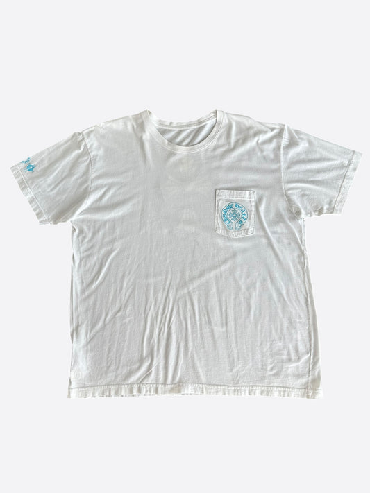 Chrome Hearts White & Blue Triple Cross Logo T-Shirt