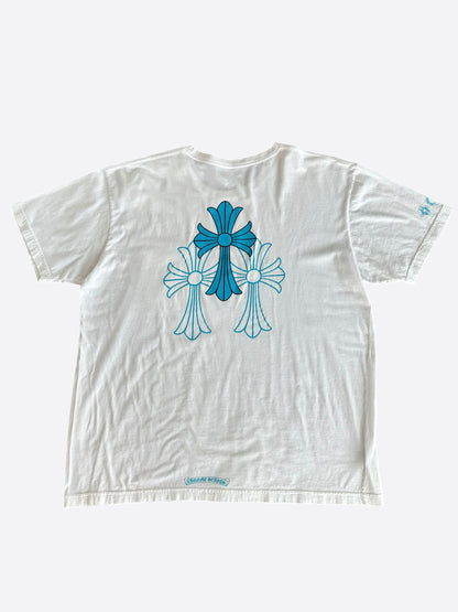 Chrome Hearts White & Blue Triple Cross Logo T-Shirt